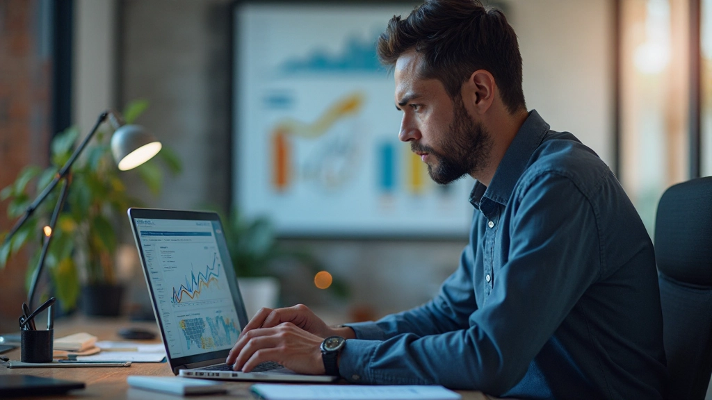 Аналитический рабочий стол с графиками маркетинговых показателей и метриками