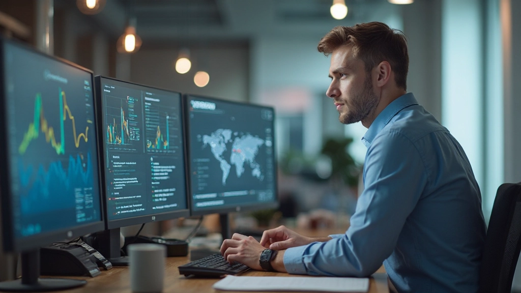 Профессионал разрабатывает цифровую маркетинговую стратегию на компьютере